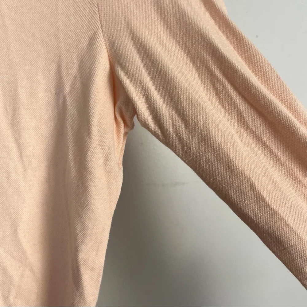 Tory Burch Lidia Long Sleeve Ruffle Polo Shirt Top Pale Pink Gold buttons size S